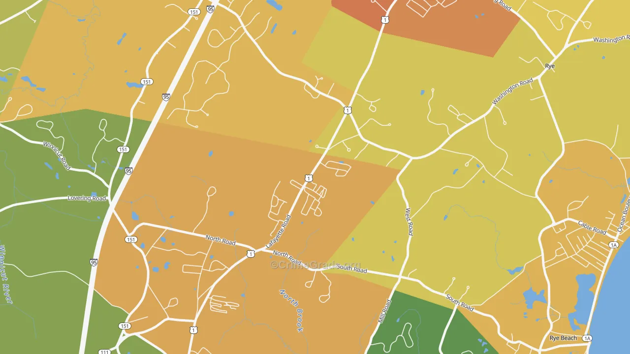 West Rye, NH Map of Vehicle Theft Rates