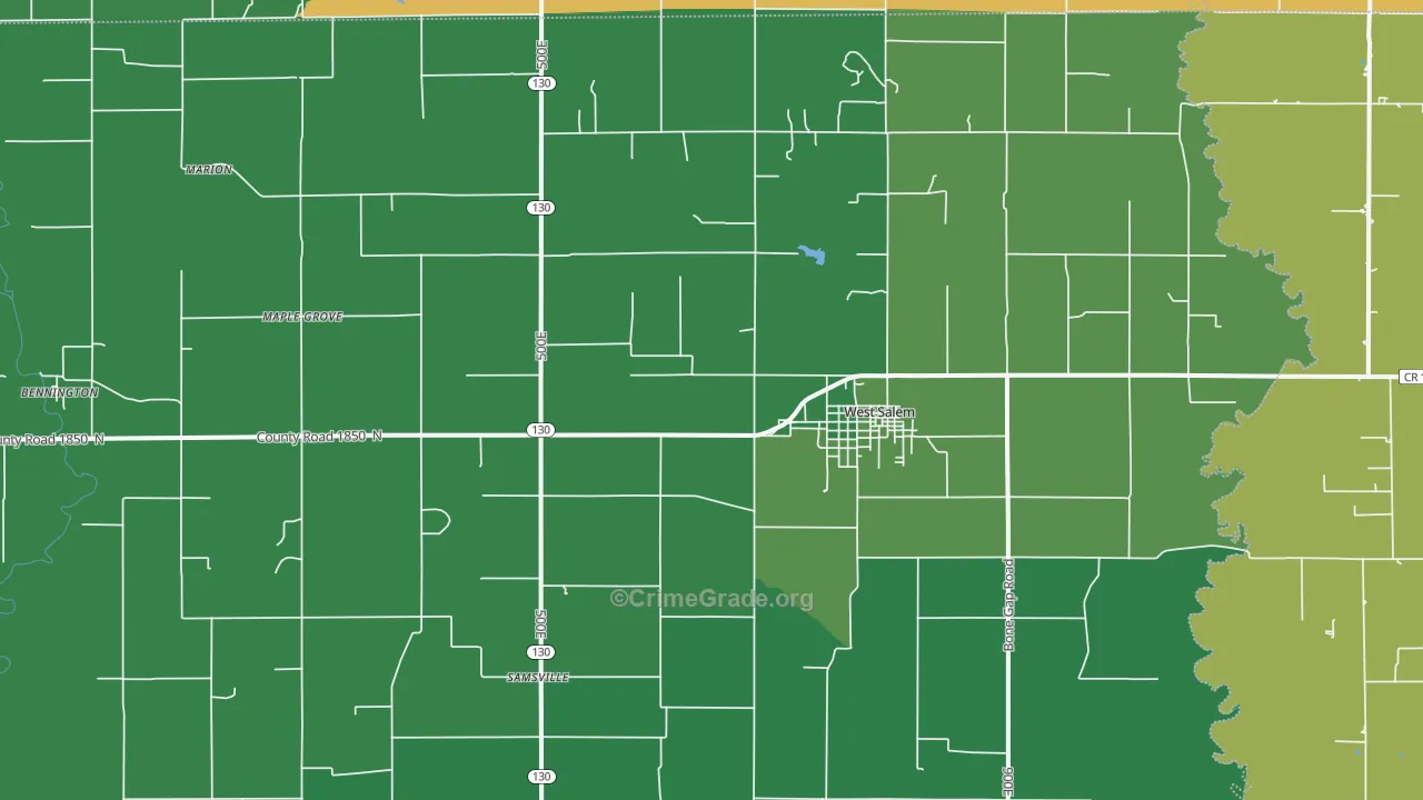 West Salem, IL Map of Vehicle Theft Rates