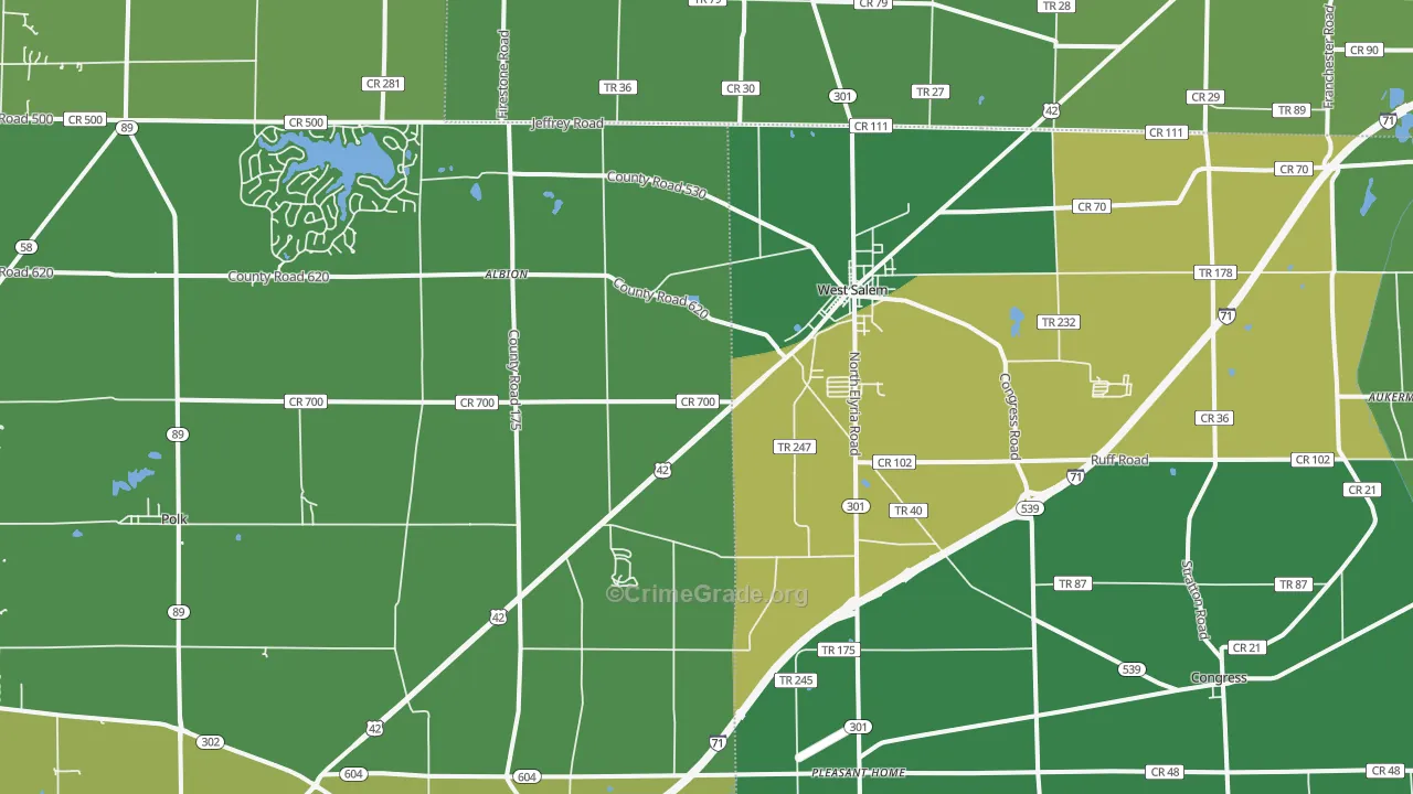 West Salem, OH Map of Vehicle Theft Rates