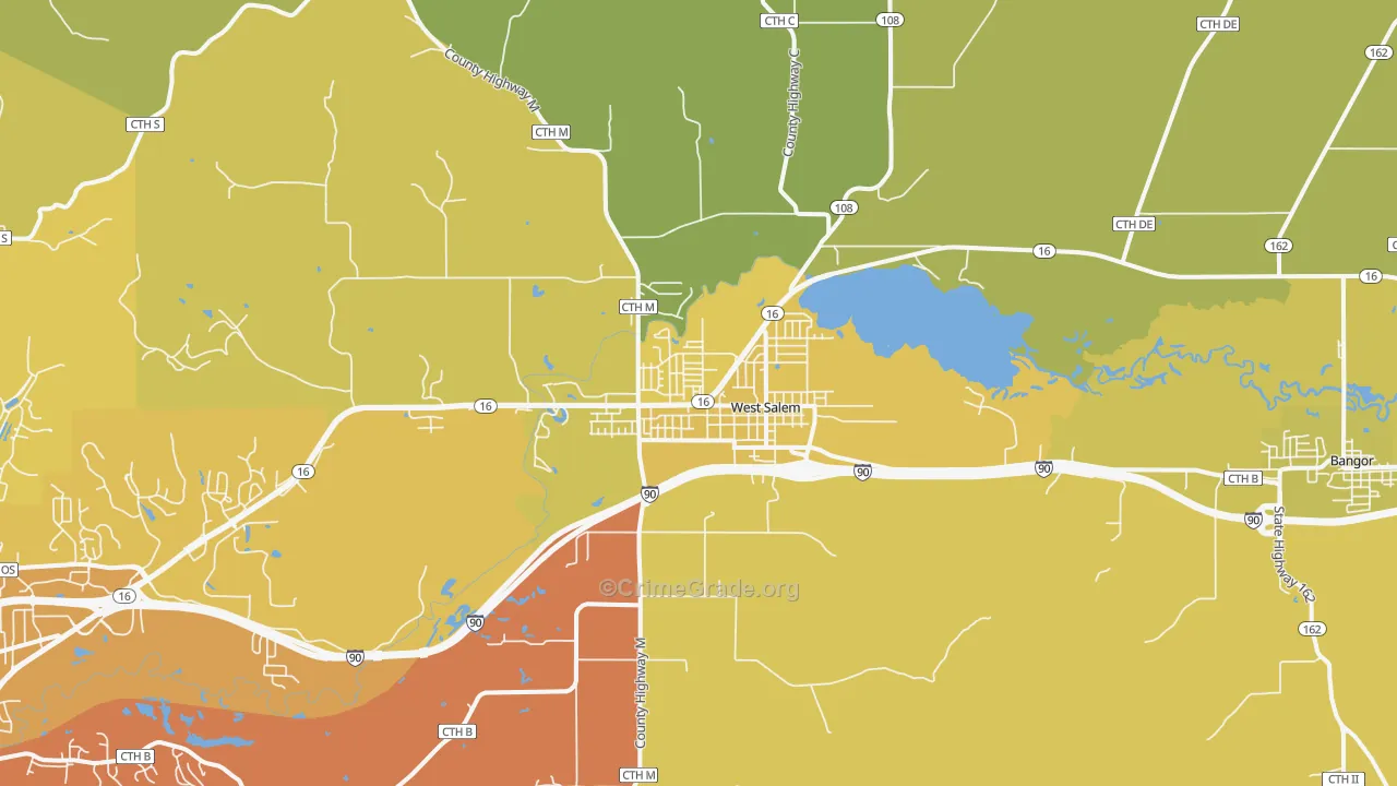 West Salem, WI Map of Vehicle Theft Rates
