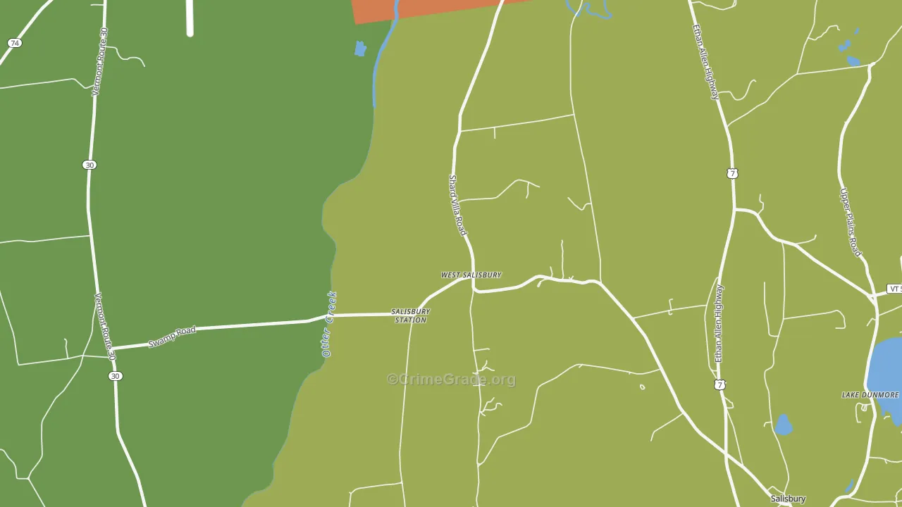 West Salisbury, VT Map of Vehicle Theft Rates