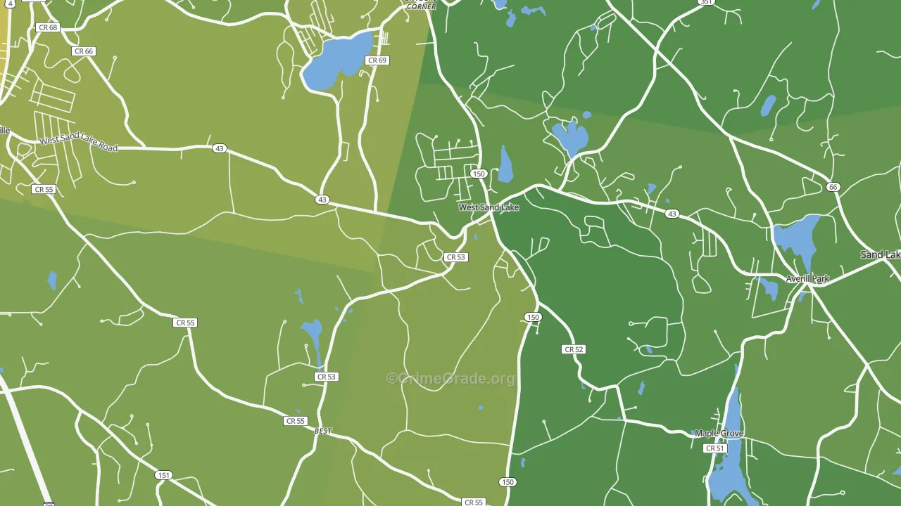 West Sand Lake, NY Map of Vehicle Theft Rates