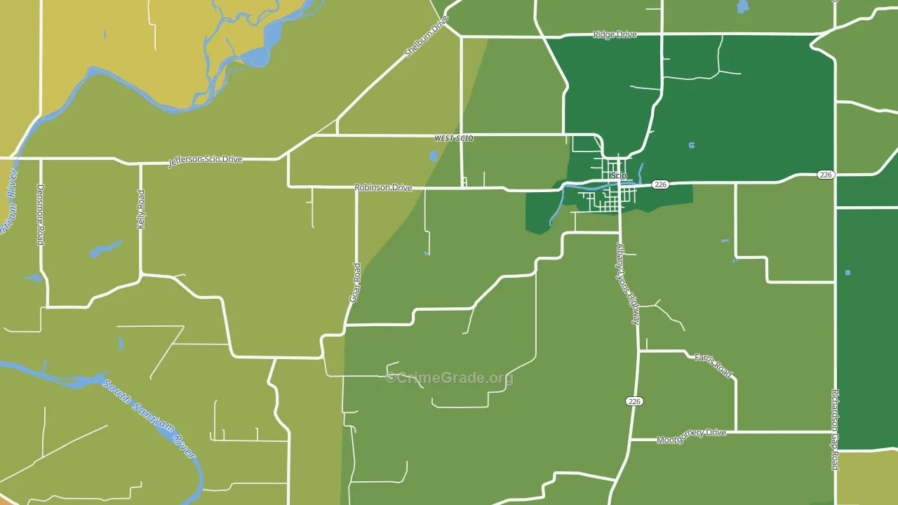West Scio, OR Map of Vehicle Theft Rates