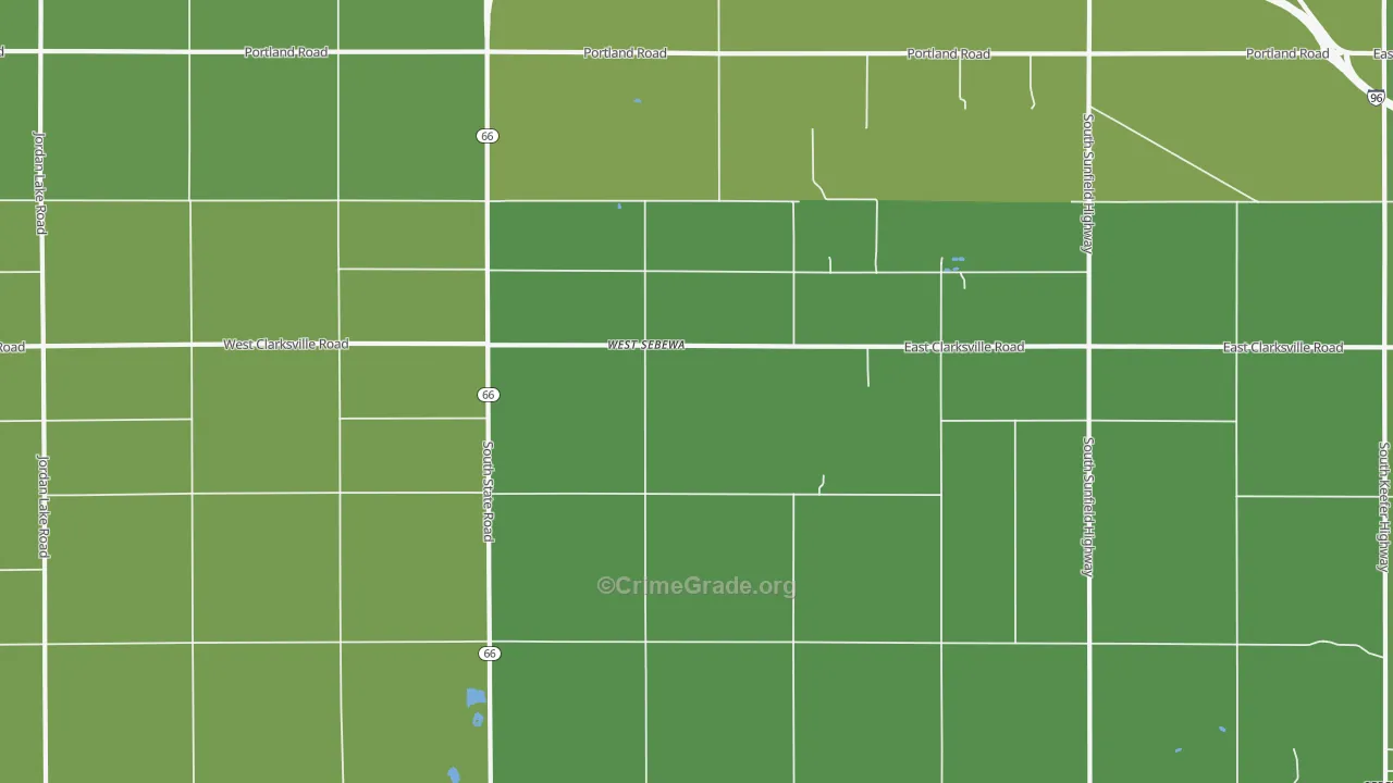 West Sebewa, MI Map of Vehicle Theft Rates