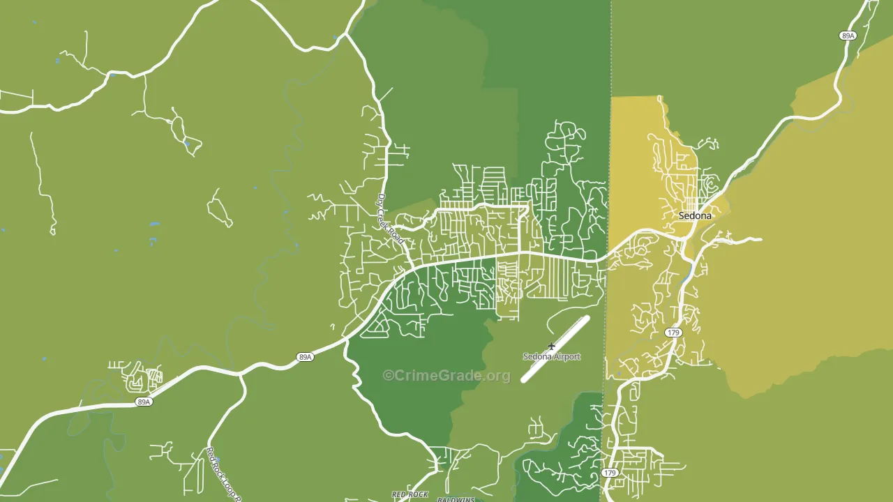 West Sedona, AZ Map of Vehicle Theft Rates
