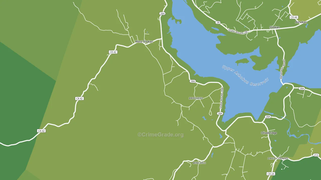 West Shokan, NY Map of Vehicle Theft Rates