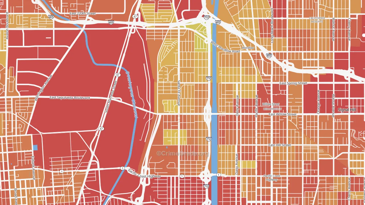 West Side, Long Beach, CA Map of Vehicle Theft Rates
