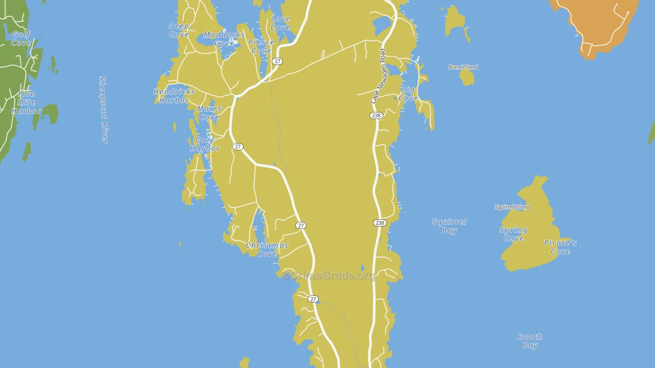 West Southport, ME Map of Vehicle Theft Rates