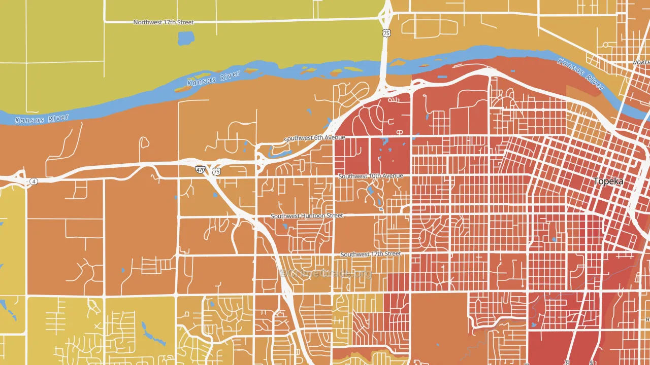 West Southwest 2, Topeka, KS Map of Vehicle Theft Rates