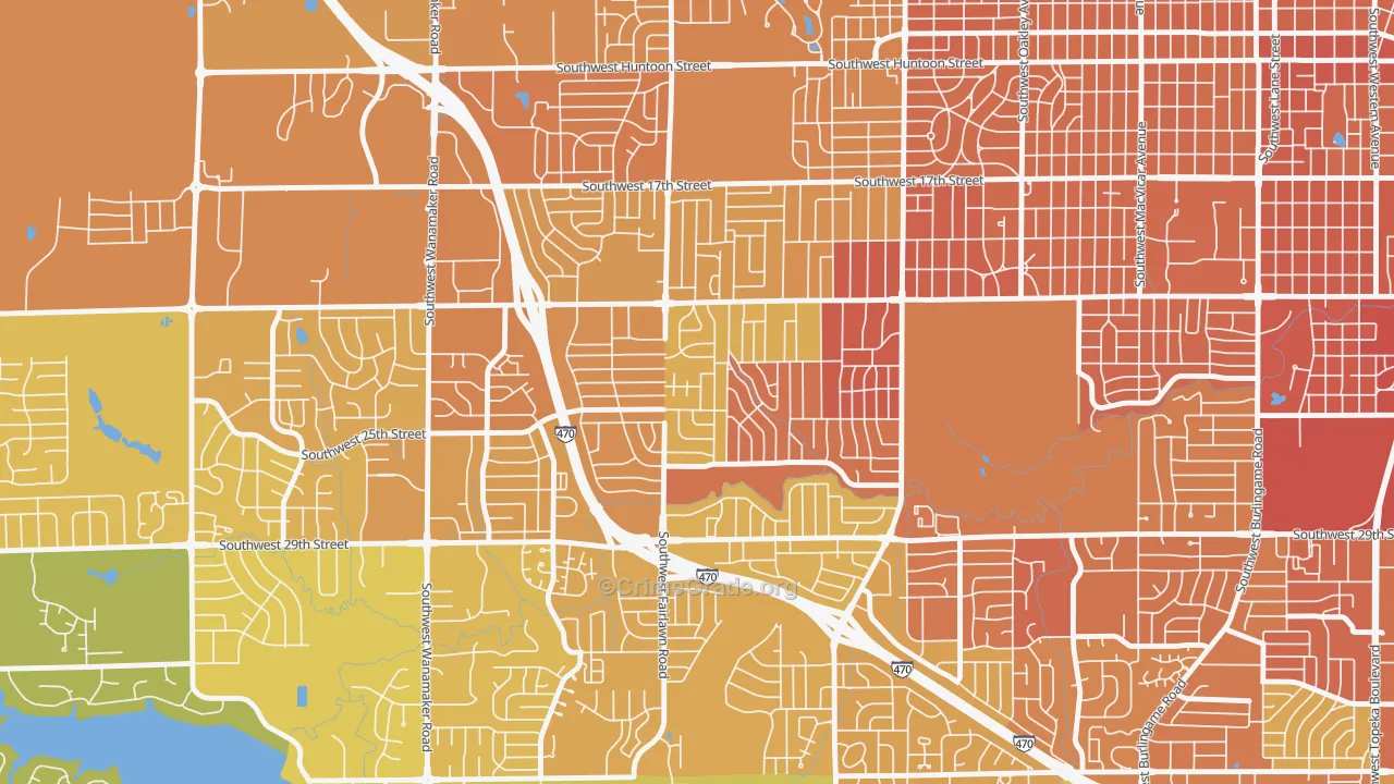 West Southwest 3, Topeka, KS Map of Vehicle Theft Rates