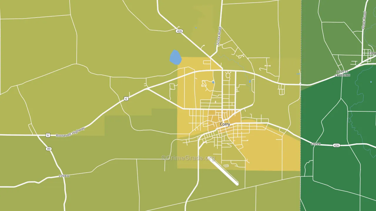 West Spring Creek, PA Map of Vehicle Theft Rates