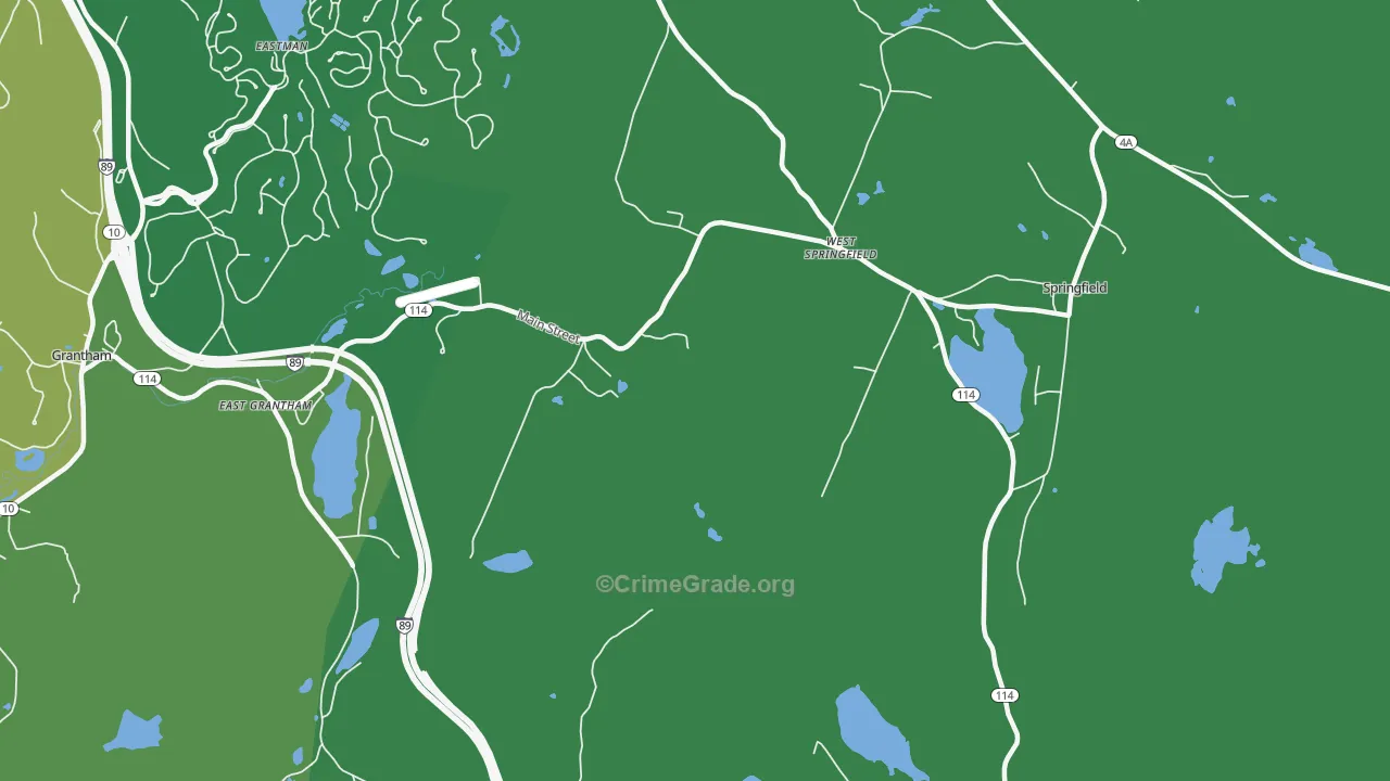 West Springfield, NH Map of Vehicle Theft Rates