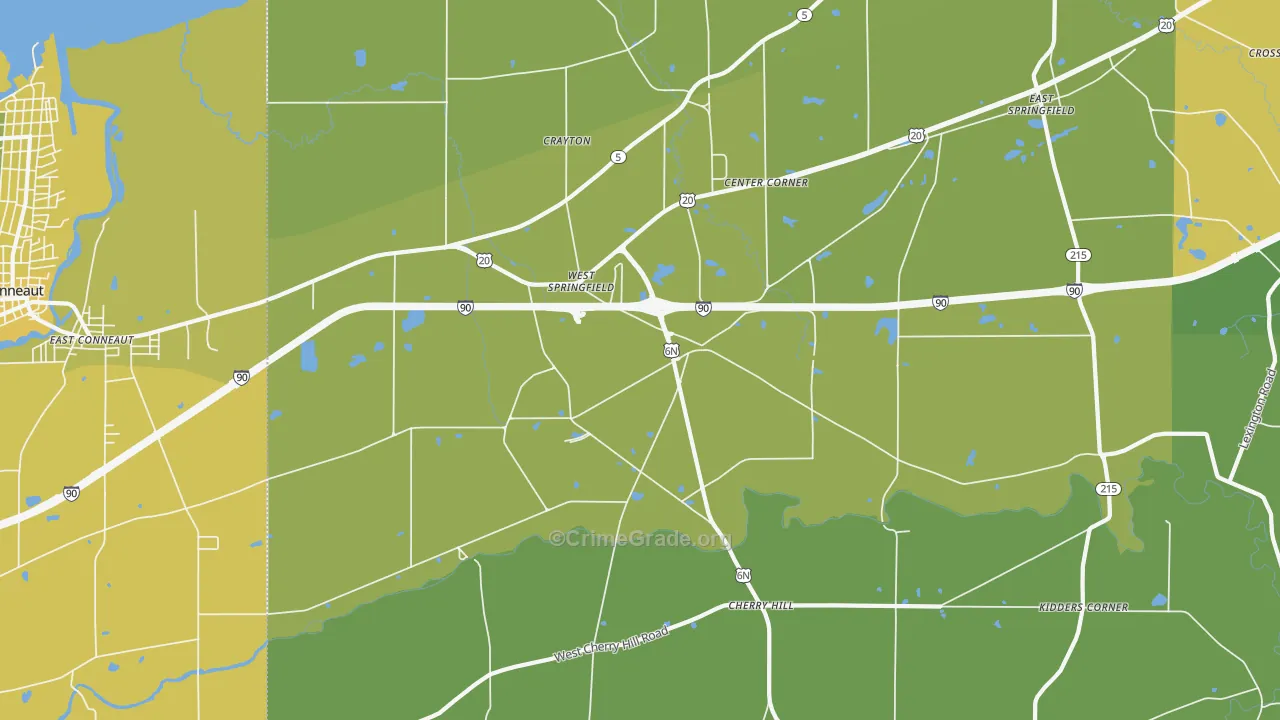 West Springfield, PA Map of Vehicle Theft Rates