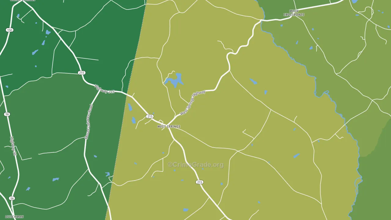 West Springs, SC Map of Vehicle Theft Rates