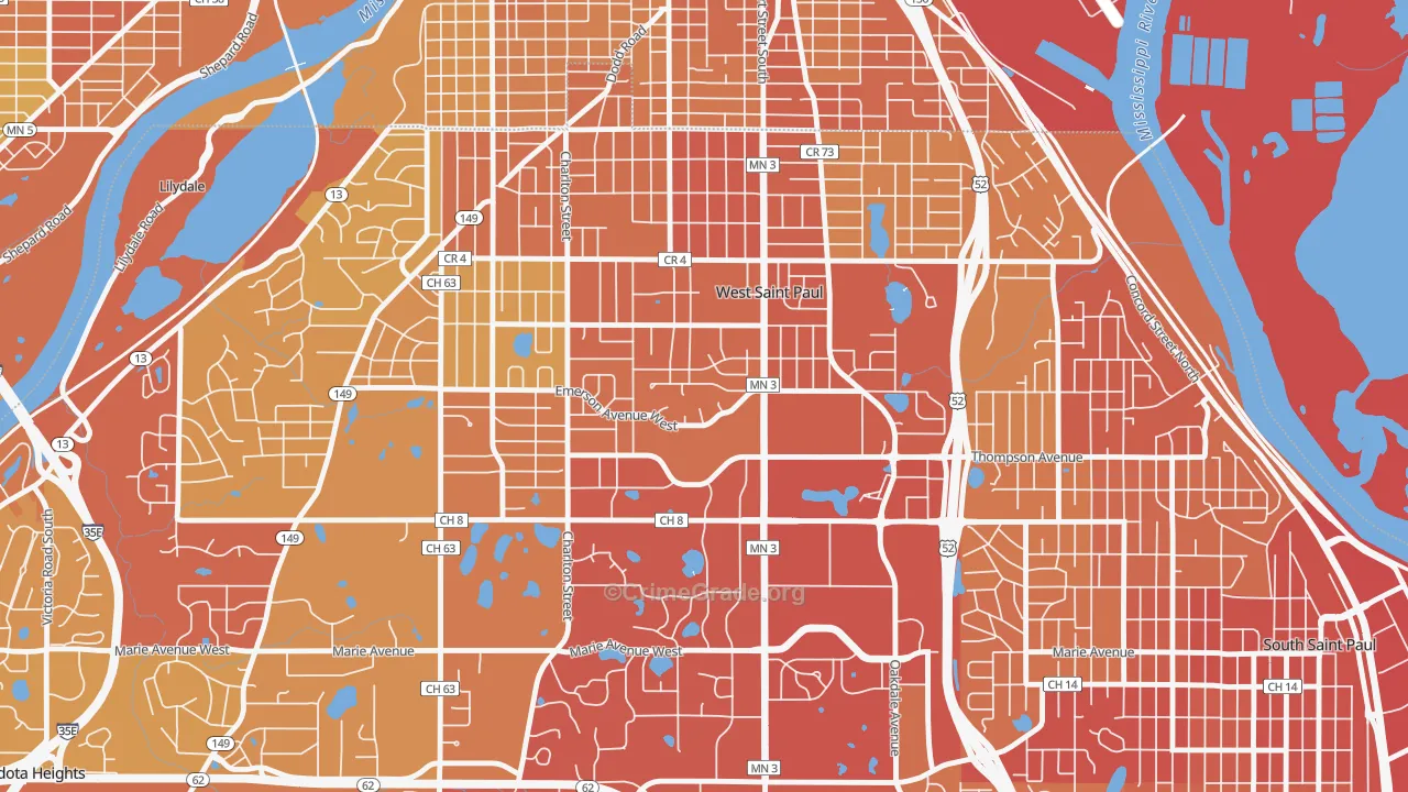 West St. Paul, MN Map of Vehicle Theft Rates