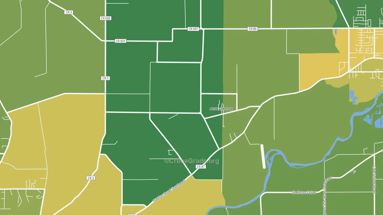 West Stayton, OR Map of Vehicle Theft Rates