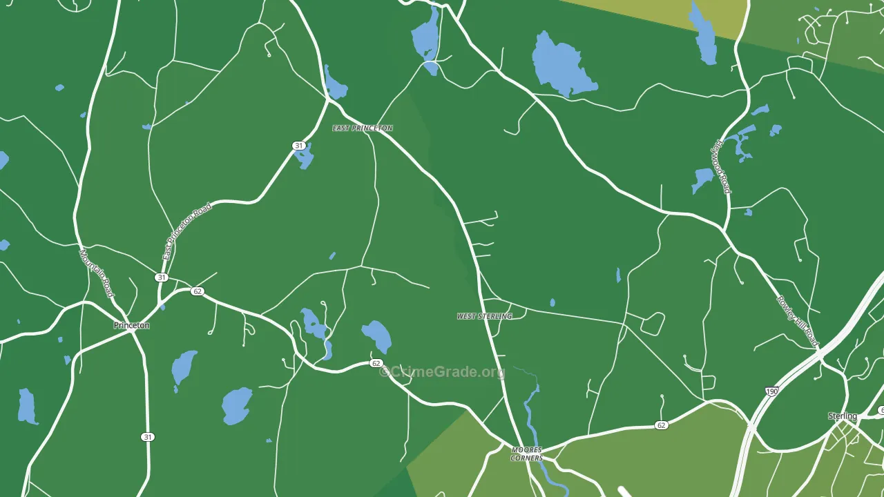 West Sterling, MA Map of Vehicle Theft Rates