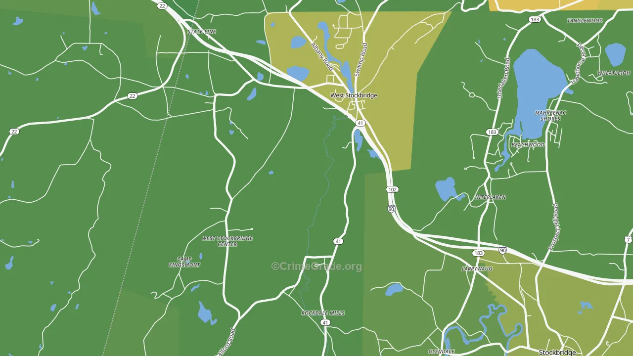 West Stockbridge, MA Map of Vehicle Theft Rates