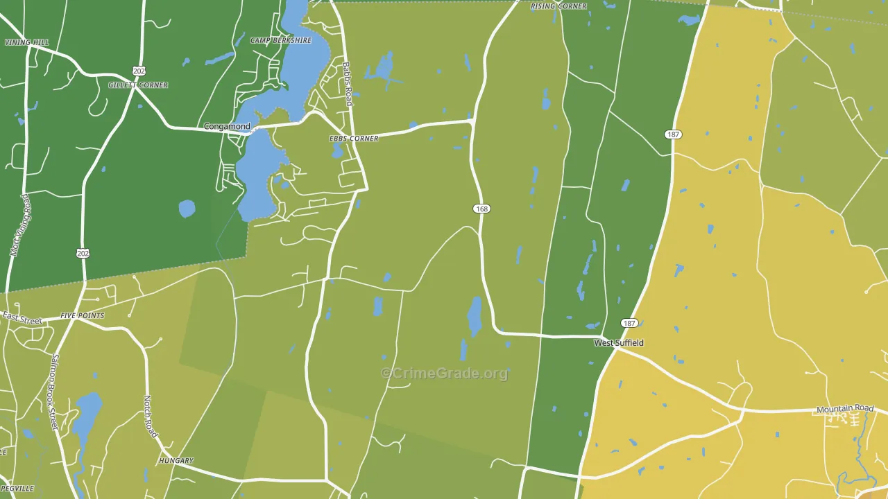 West Suffield, CT Map of Vehicle Theft Rates
