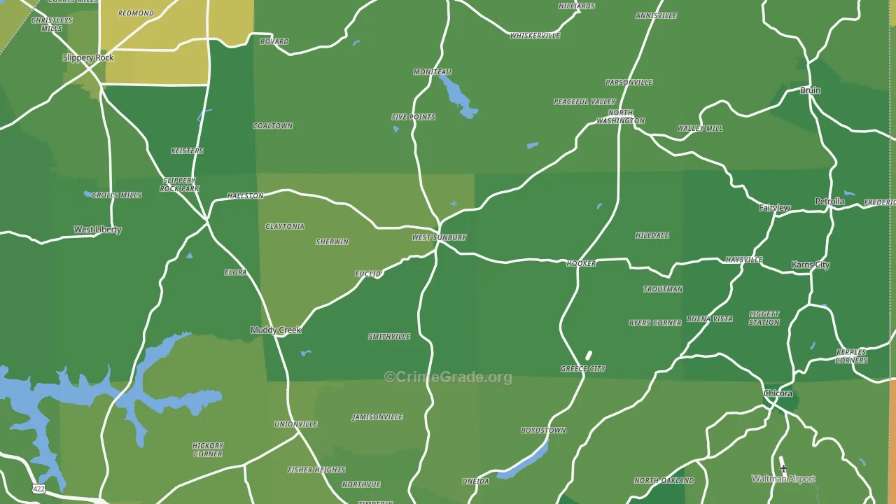 West Sunbury, PA Map of Vehicle Theft Rates