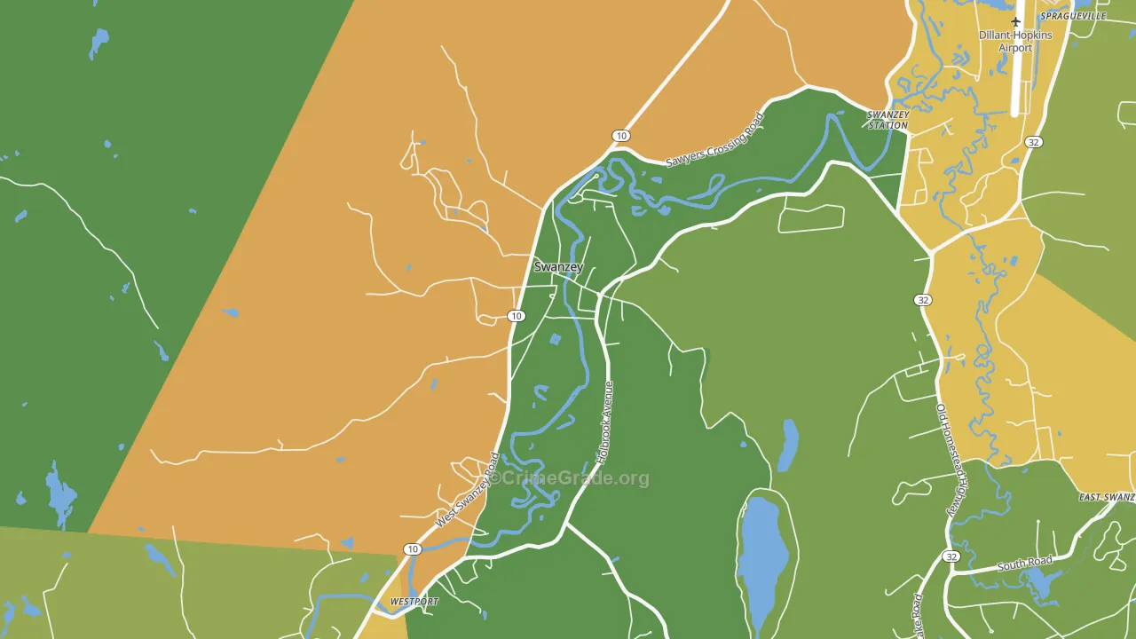 West Swanzey, NH Map of Vehicle Theft Rates