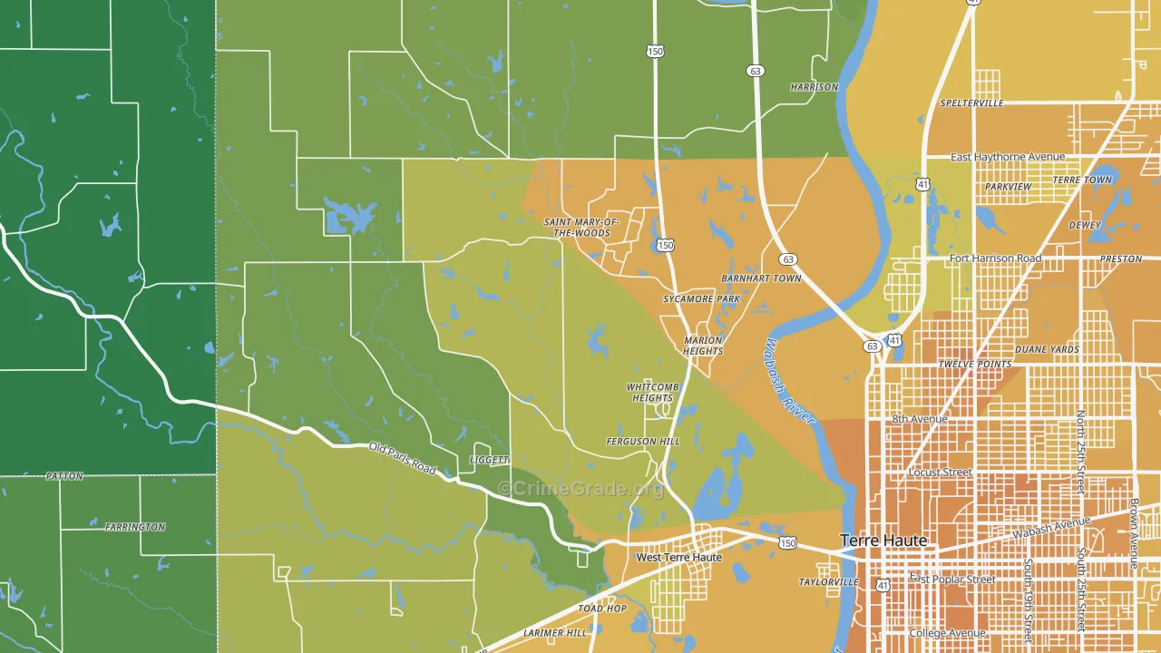 West Terre Haute, IN Map of Vehicle Theft Rates