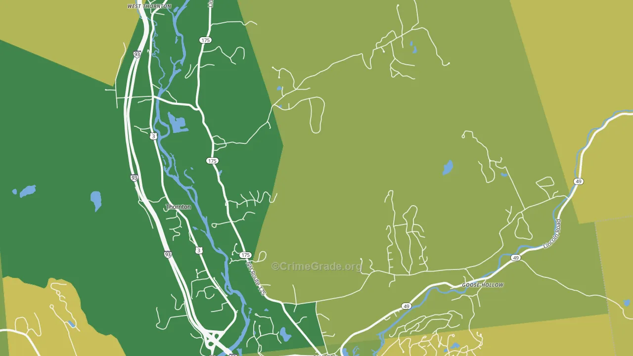 West Thornton, NH Map of Vehicle Theft Rates