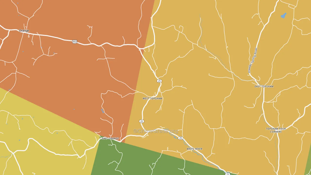 West Topsham, VT Map of Vehicle Theft Rates