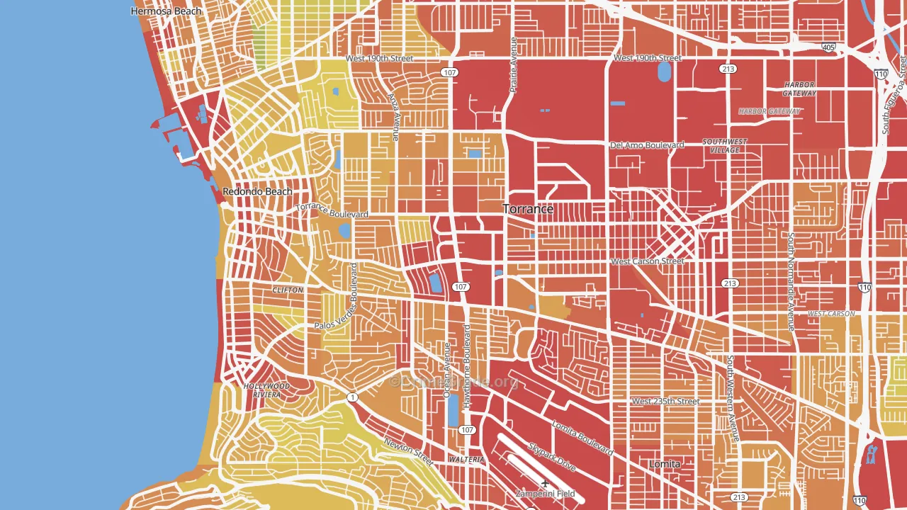 West Torrance, Torrance, CA Map of Vehicle Theft Rates