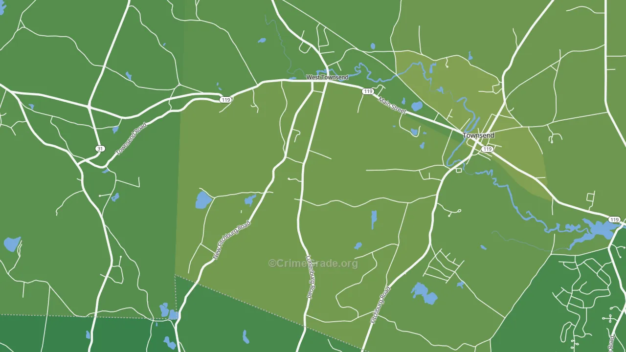 West Townsend, MA Map of Vehicle Theft Rates