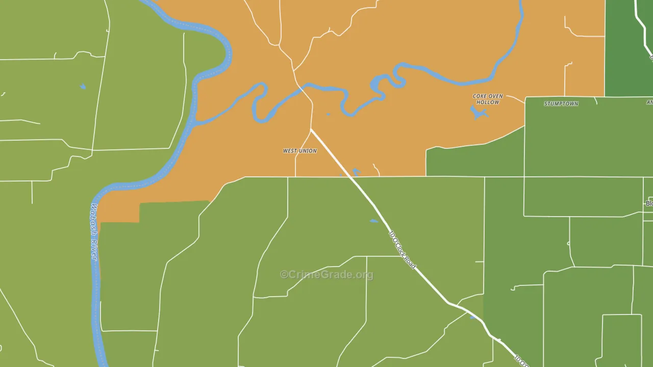 West Union, IN Map of Vehicle Theft Rates