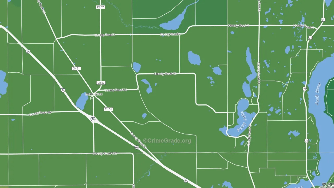 West Union, MN Map of Vehicle Theft Rates