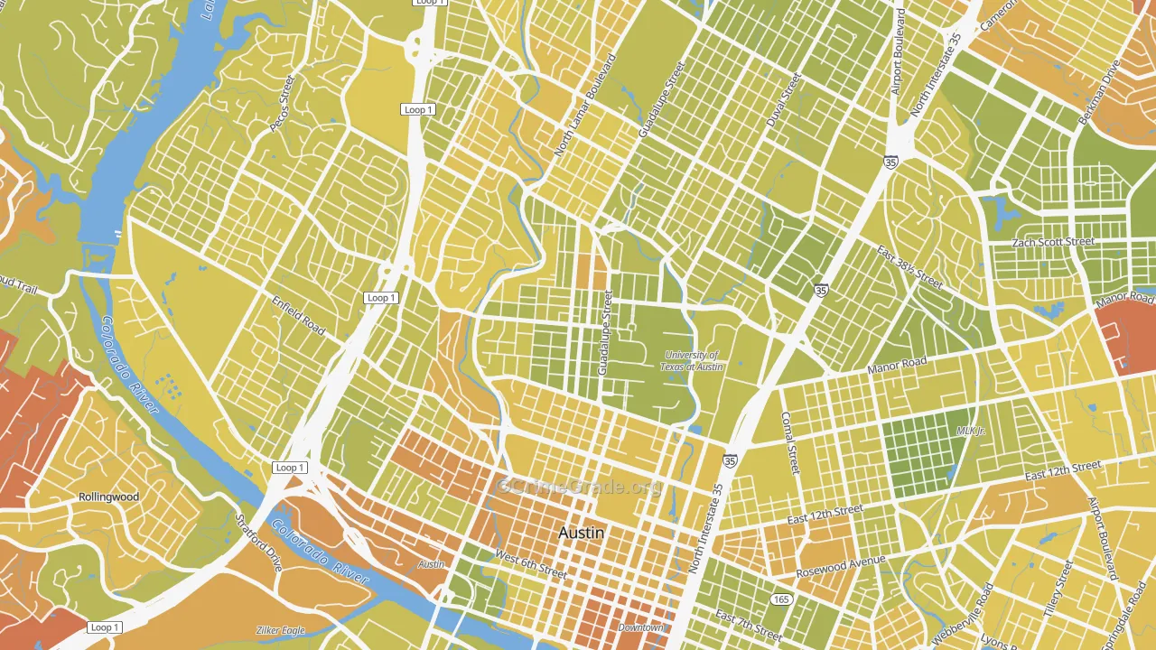 West University Austin, Austin, TX Map of Vehicle Theft Rates