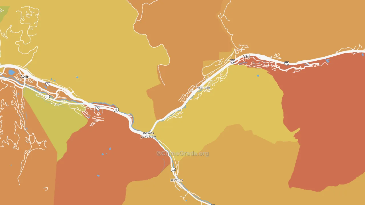 West Vail, CO Map of Vehicle Theft Rates
