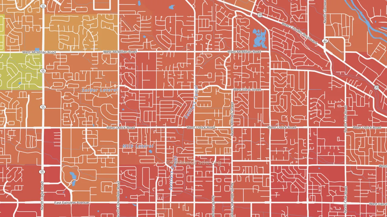 West Valley, Boise, ID Map of Vehicle Theft Rates