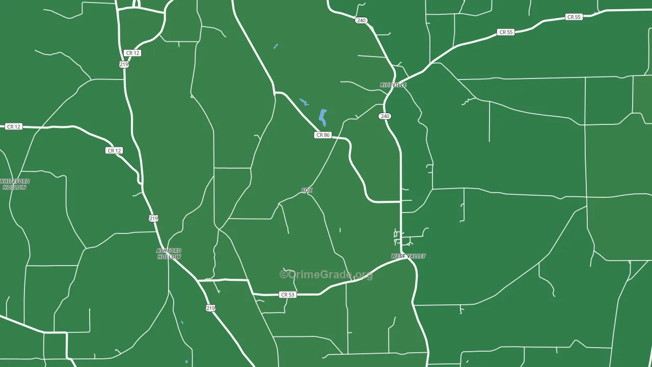 West Valley, NY Map of Vehicle Theft Rates