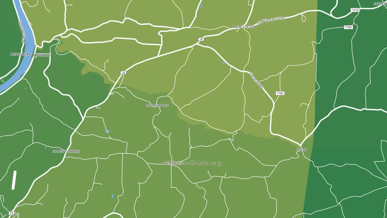 West Valley, PA Map of Vehicle Theft Rates