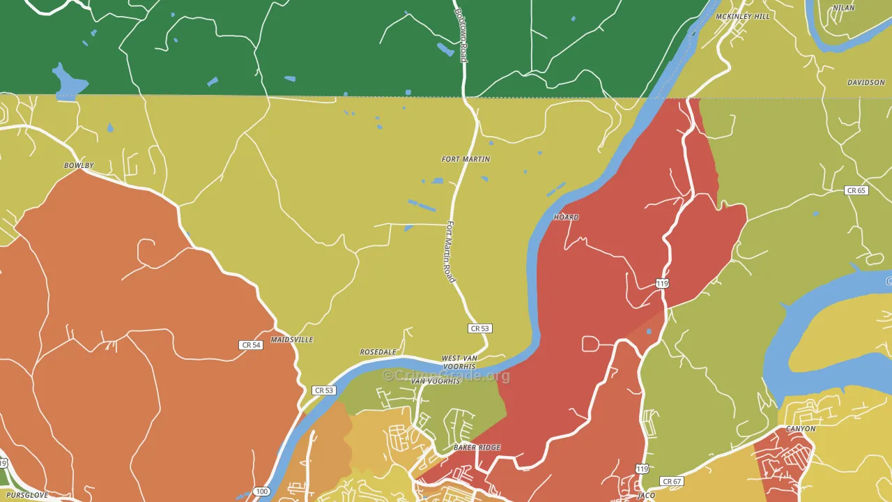 West Van Voorhis, WV Map of Vehicle Theft Rates
