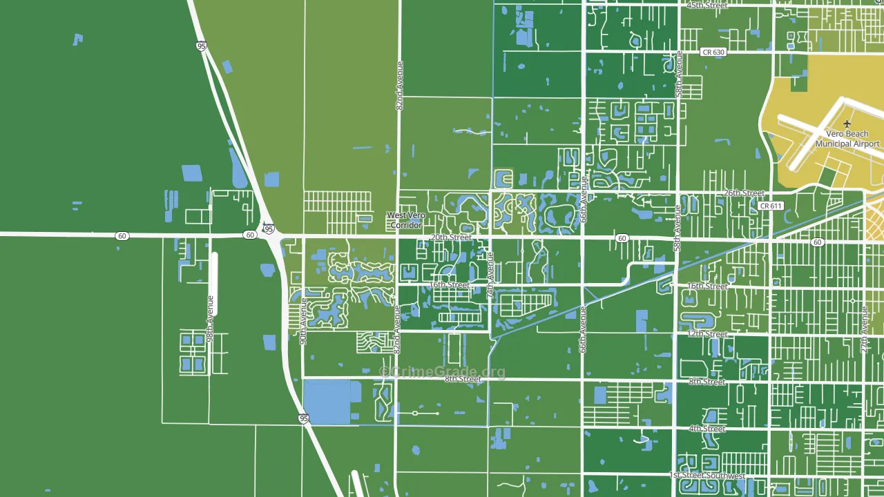 West Vero Corridor, FL Map of Vehicle Theft Rates