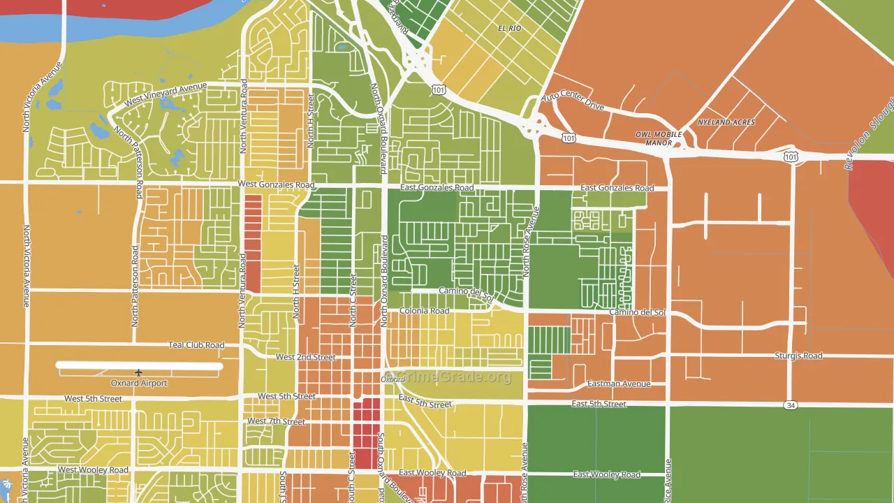 West Village, Oxnard, CA Map of Vehicle Theft Rates