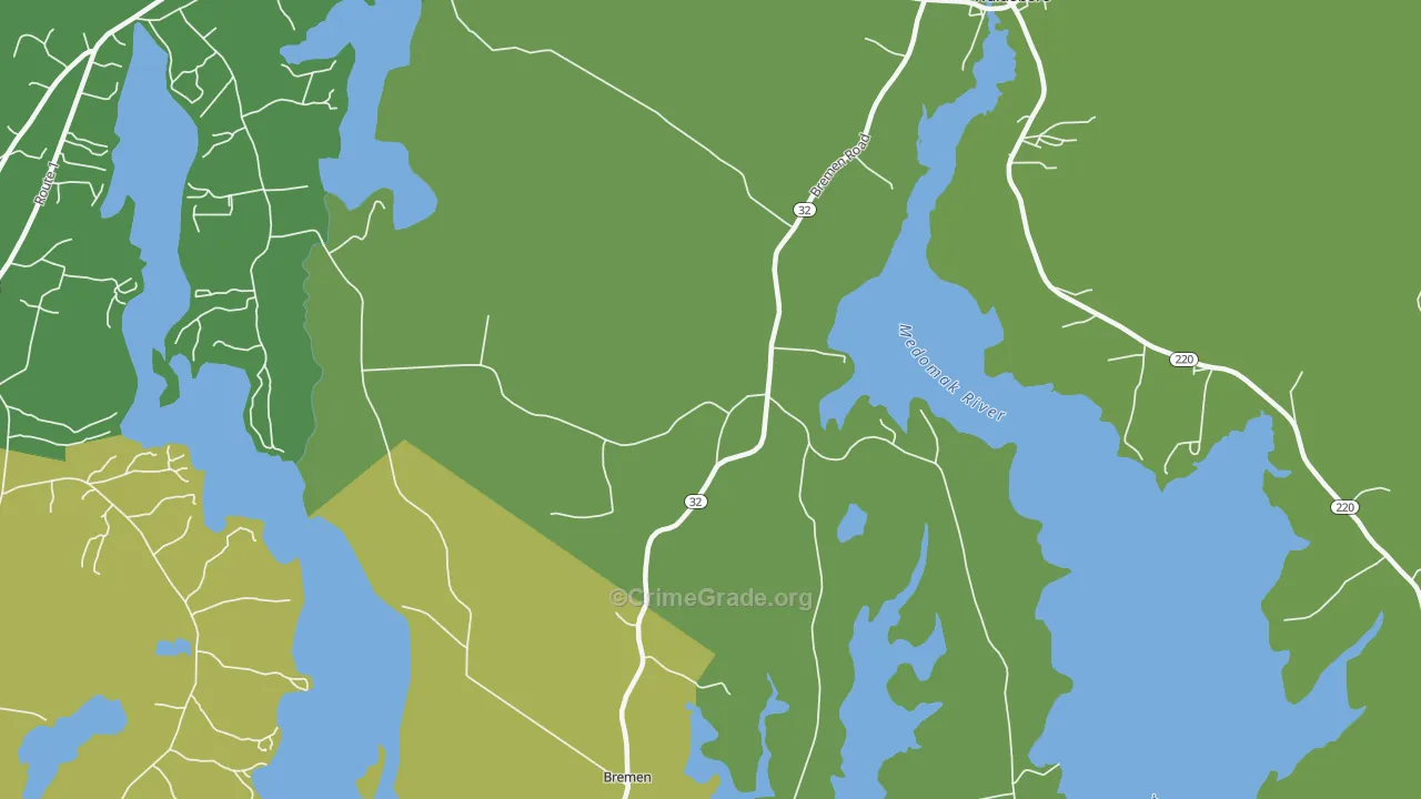 West Waldoboro, ME Map of Vehicle Theft Rates