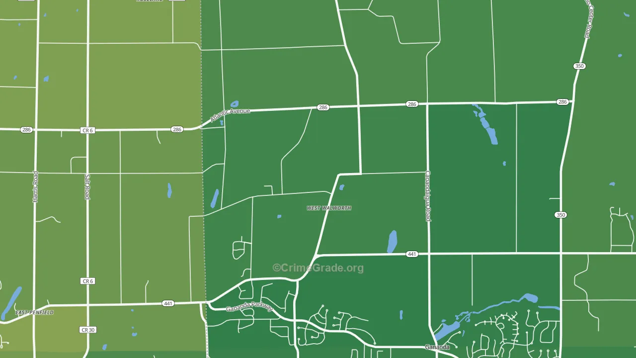 West Walworth, NY Map of Vehicle Theft Rates