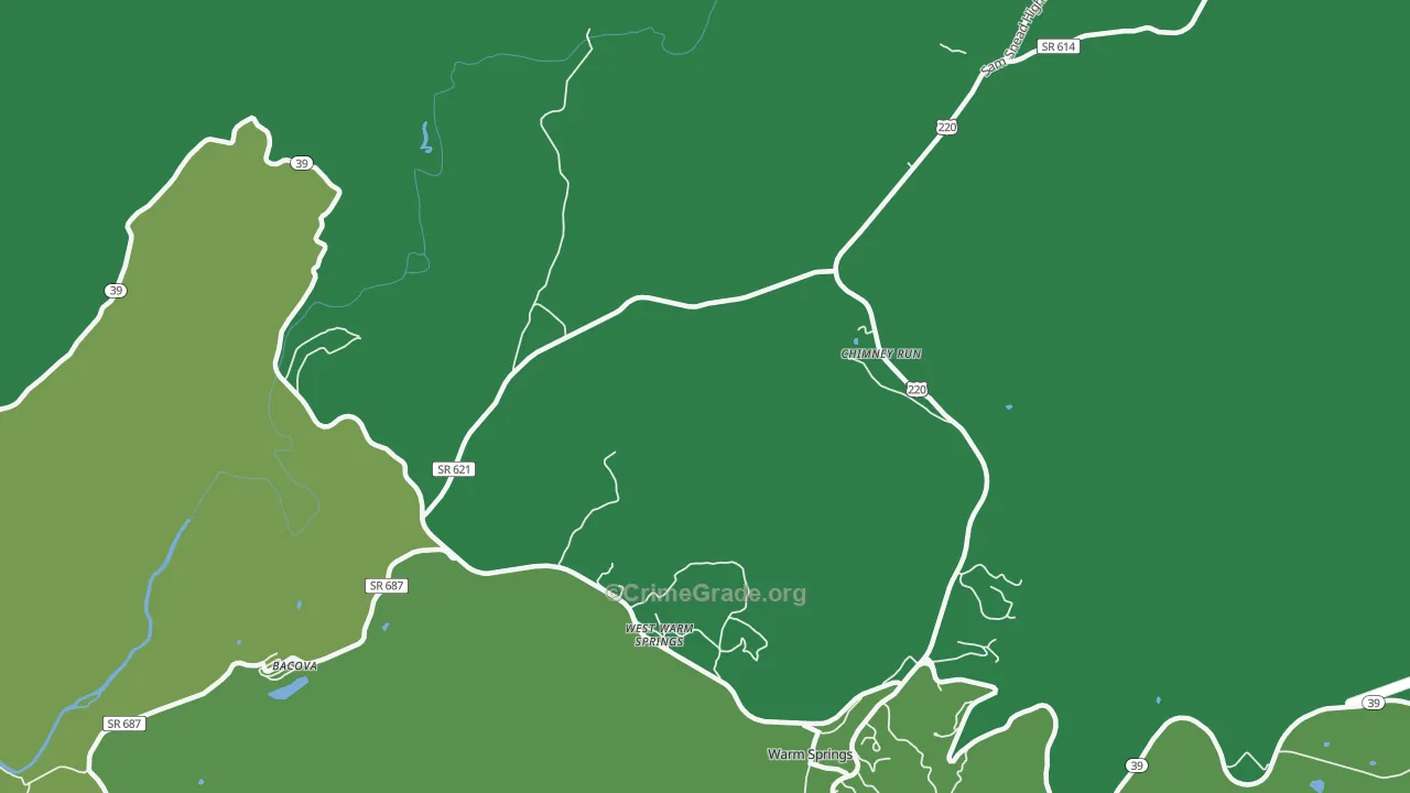 West Warm Springs, VA Map of Vehicle Theft Rates