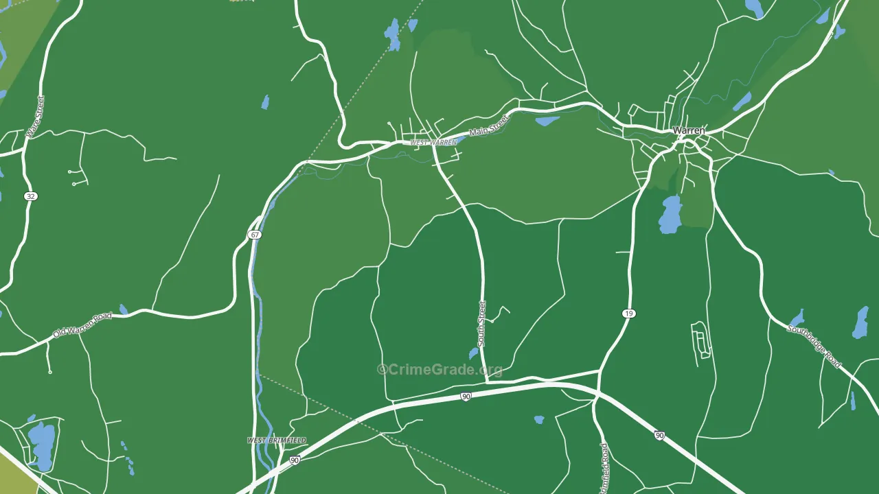 West Warren, MA Map of Vehicle Theft Rates