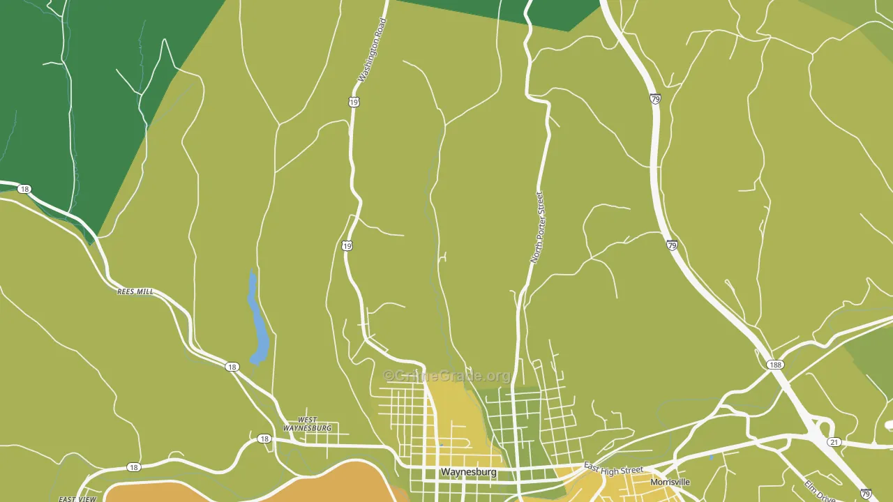 West Waynesburg, PA Map of Vehicle Theft Rates