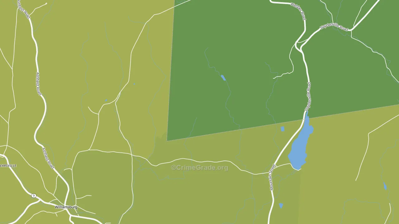 West Whately, MA Map of Vehicle Theft Rates