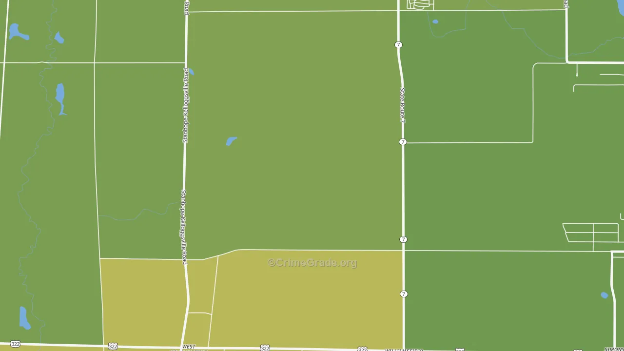 West Williamsfield, OH Map of Vehicle Theft Rates