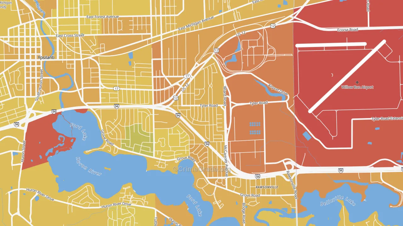 West Willow, Ypsilanti, MI Map of Vehicle Theft Rates