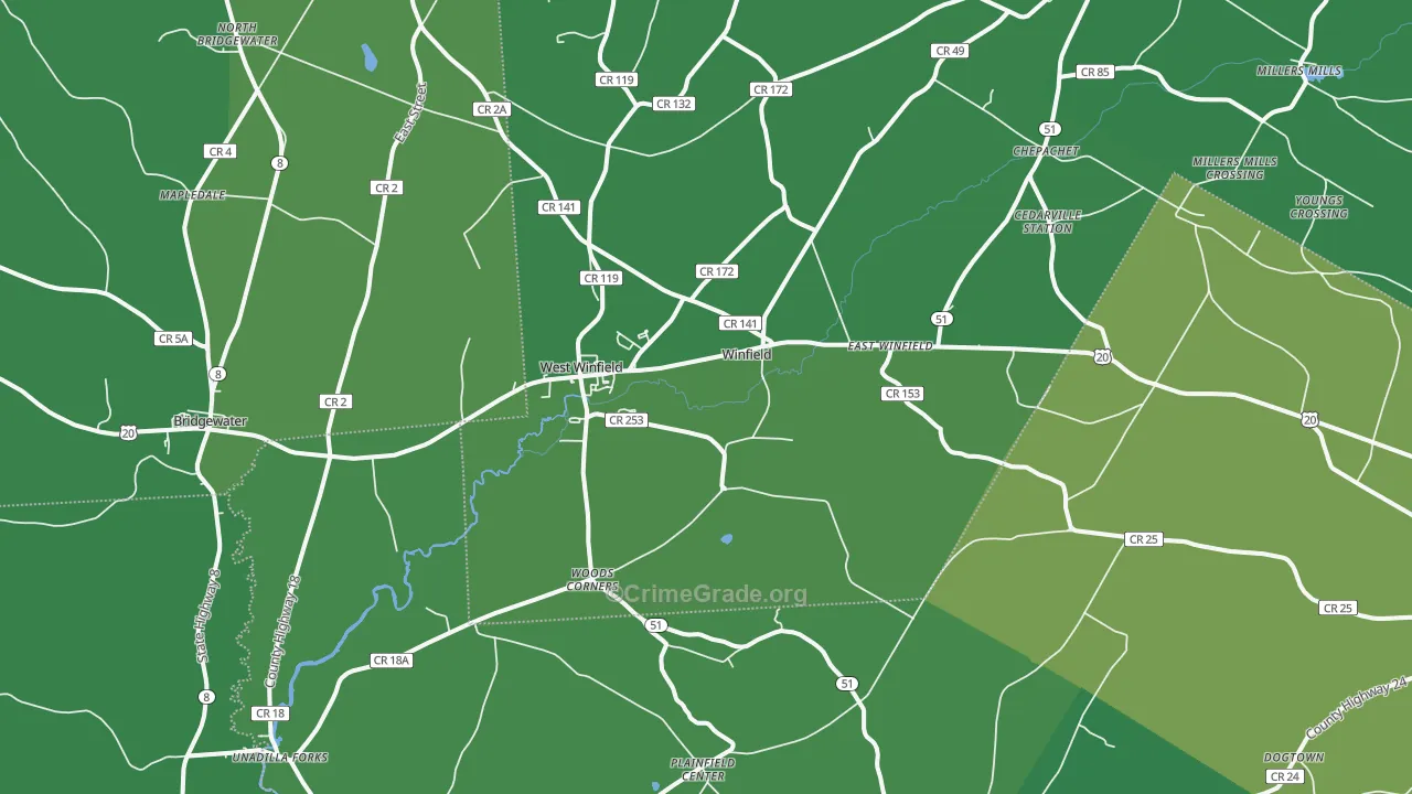 West Winfield, NY Map of Vehicle Theft Rates