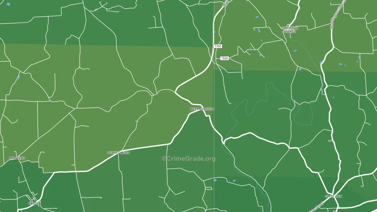 West Winfield, PA Map of Vehicle Theft Rates